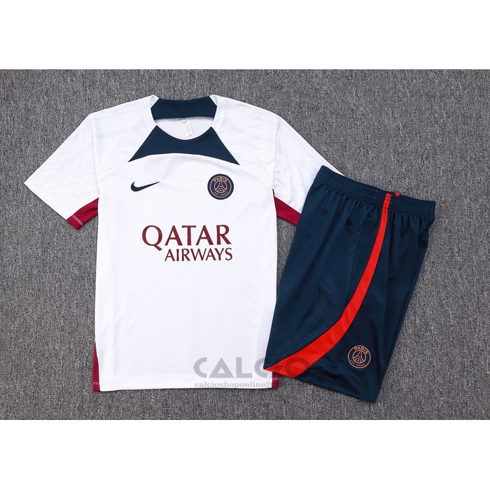 Tuta da Track Paris Saint-Germain Manica Corta 2023-2024 Bianco - Pantaloncini